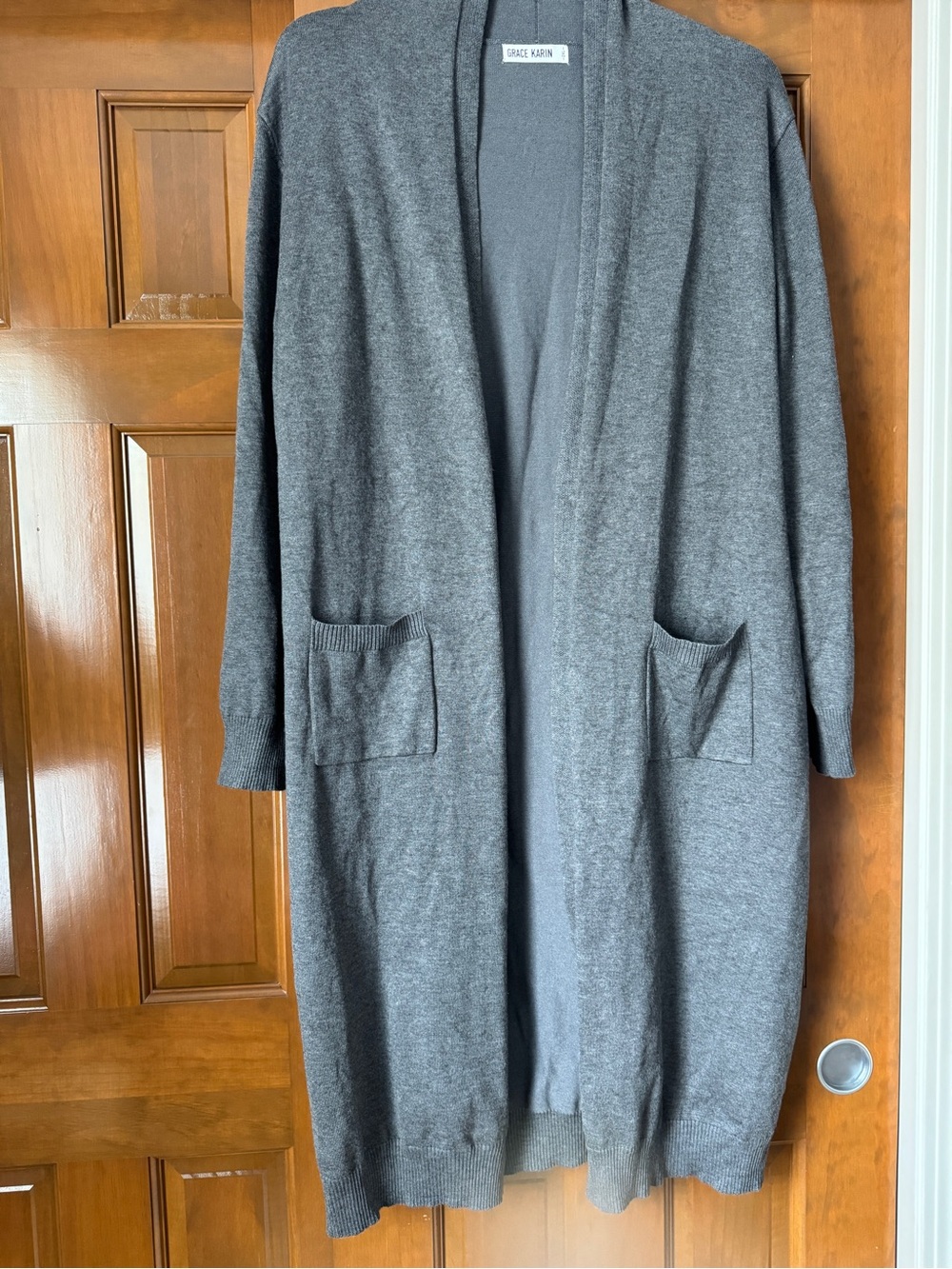 Grace Karin Gray Open-Front Knit Cardigan - Picture 2 of 8